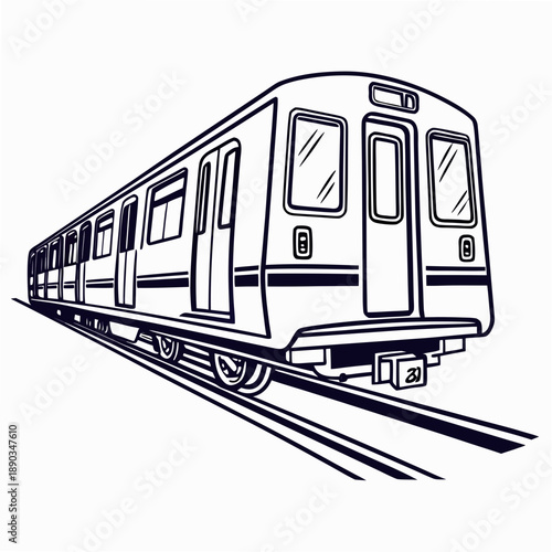 Modern metro train on tracks