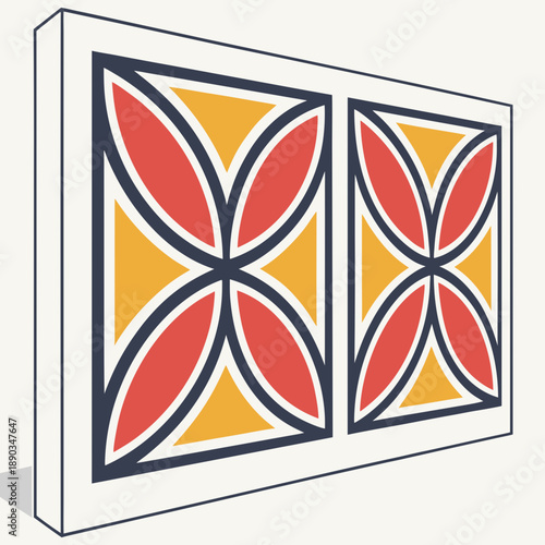 Vibrant geometric pattern on white canvas