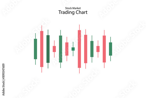 Candlestick trading chart, stock exchange and crypto price analysis. Stock exchange, stock market trend with red and green candles on a white background