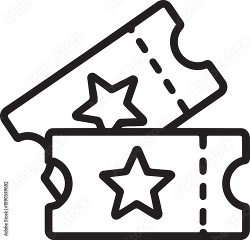 Double ticket icon set featuring stars for couple entry to cinema or events