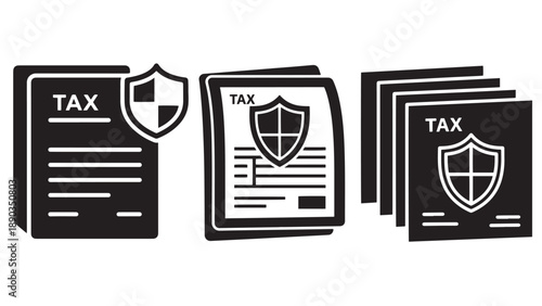 Folded Tax Form Icon With Shield Representing Tax Compliance, Secure Filing And Regulatory Protection