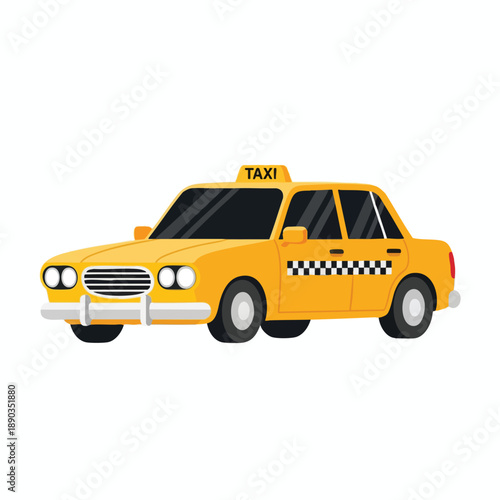 Illustration of a yellow taxi cab on white background