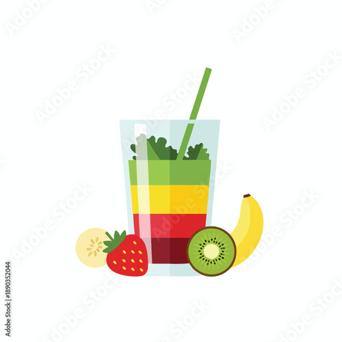 Layered Fruit Smoothie with Fresh Ingredients