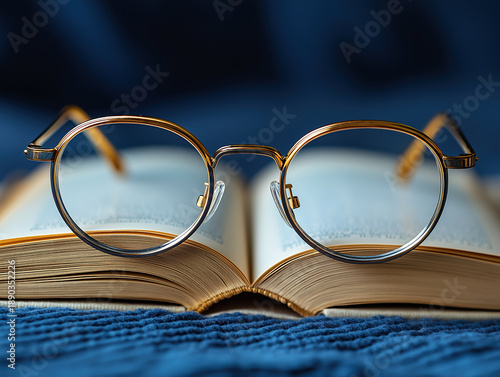 Golden-rimmed reading glasses on a cherished classic
