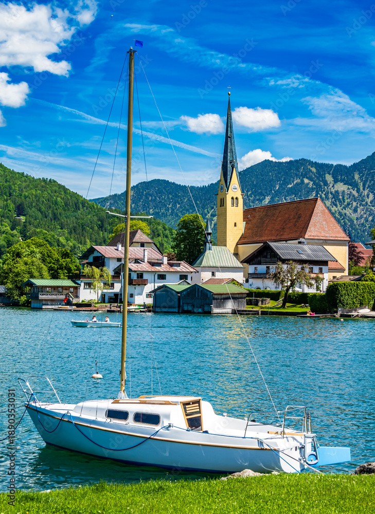 Fototapeta premium old town of Rottach-Egern at the Tegernsee lake
