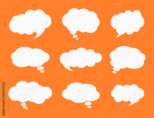 Flat speech bubble collection in paper-cut style. Modern vector set of speech and talk bubbles, ideal for chat, communication, dialogue, and comic design projects.