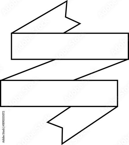 Line banner drawn in clean outline form PNG. Simple empty ribbon shape ideal for elegant labels, classic headings, or decorative graphic