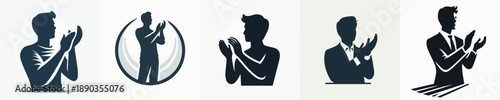 A Silhouette Man Clapping Hands Vector Illustration