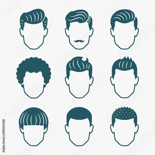 The image is a collection of different men’s hairstyles.