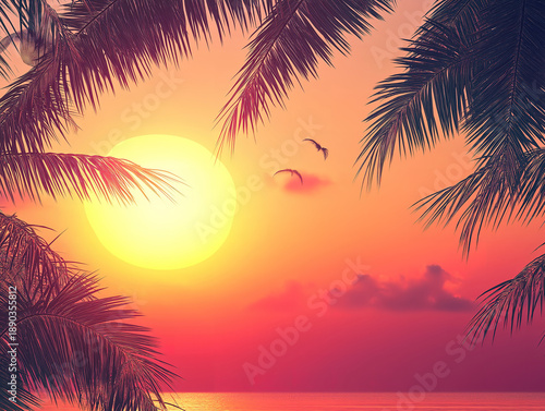 Silhouetted Palm Branches Dancing in the Morning Light
