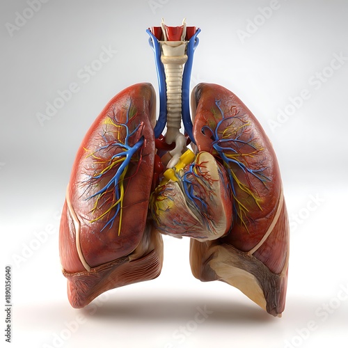 healthy human lungs anatomy illustration on white background healthcare education concept informative and precise mood flat lighting centered composition straight on view ultra clear details
