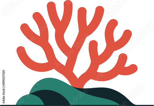 Tropical Pink Coral Reef Illustration for Ocean Habitat