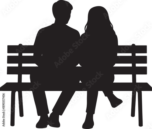 Silhouette of a couple sitting closely on a park bench, enjoying a quiet moment together