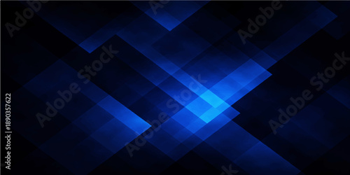 Abstract blue background featuring futuristic geometric shapes and 3D digital cubes with light lines in a vector technology pattern for a professional business wallpaper template