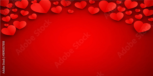 Wallpaper Mural A romantic red Valentine's Day wallpaper featuring a bright pattern of vector heart shapes and artistic textures for a celebration of love and wedding card design decoration Torontodigital.ca