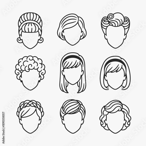 The image is a collection of hairstyles for different women.