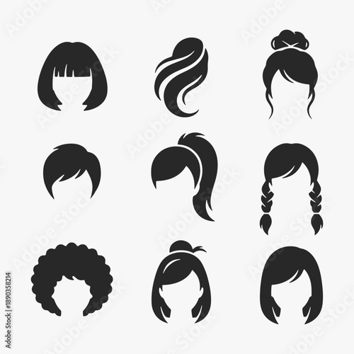 The image is a collection of hairstyles for different women.