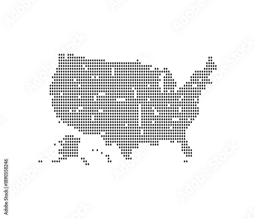 Map of the united states made up of small dots