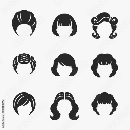 The image is a collection of hairstyles for different women.