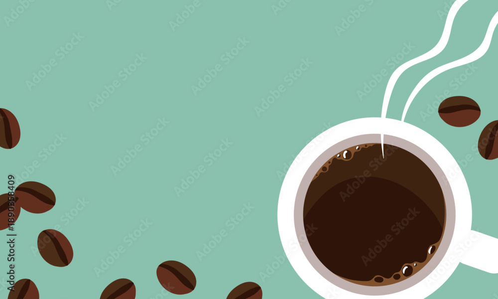 Obraz premium Simple coffee time illustration with copy space