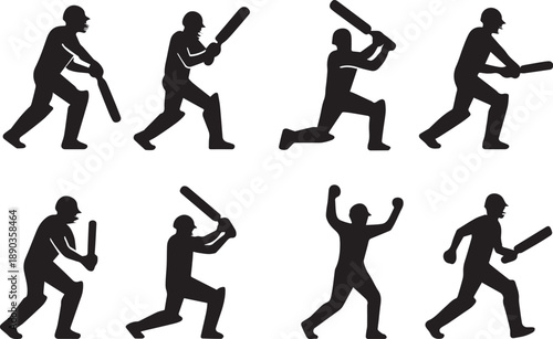 Vector illustration featuring black silhouettes of business people and dancers in a dynamic evolution of movement, capturing figures in sport, dance, and jumping poses