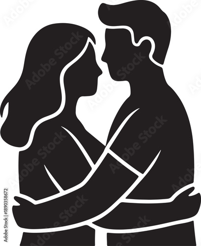 Romantic couple embracing each other with affection, symbolizing love and connection
