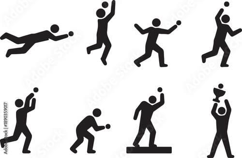 Professional Cricket Match Silhouette Collection