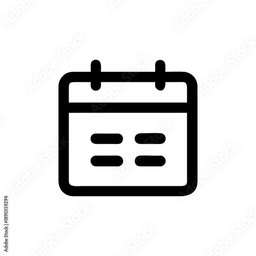 A professional black calendar icon vector illustration featuring a business briefcase symbol for web design and travel portfolio concepts