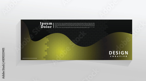 Web banner template, business design template for social media, cover header, yellow colour banner template with black background. vector template