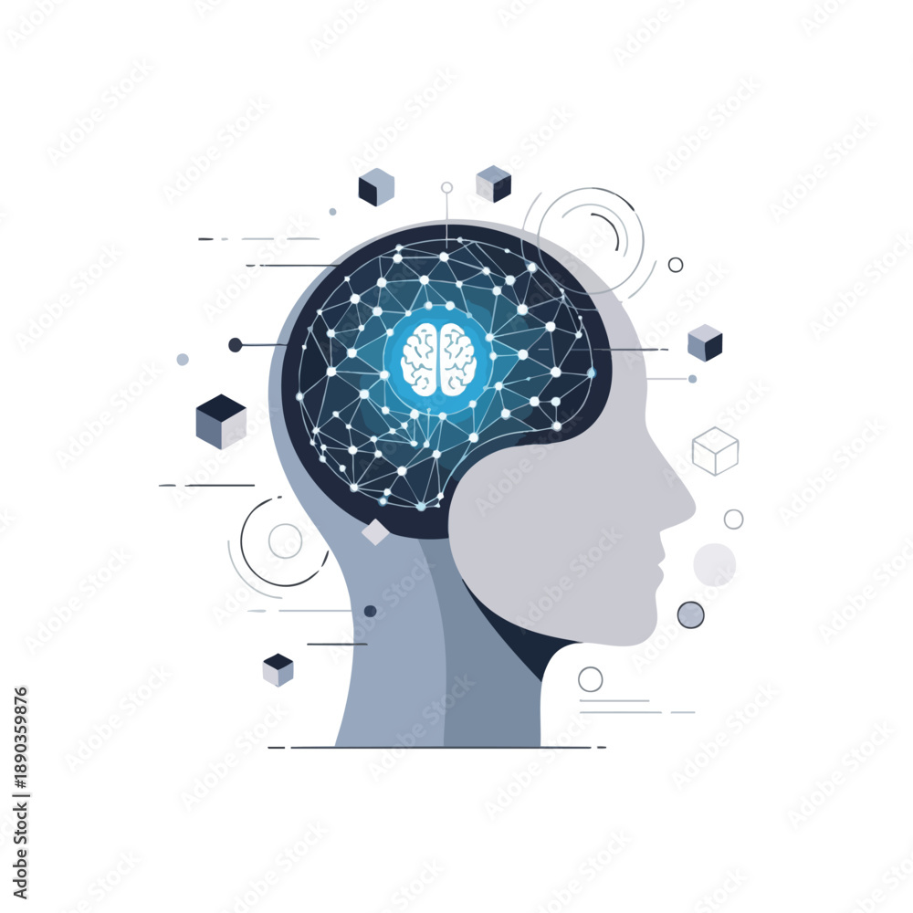 Obraz premium Innovative Human Brain Concept with Digital Elements