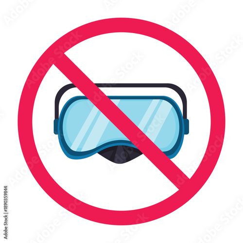 No diving sign, do not dive symbol,no snorkeling sign, forbidden sign with diving mask icon, underwater activity forbidden sign
