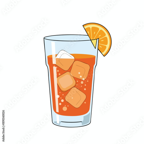 Refreshing Orange Drink with Ice Cubes