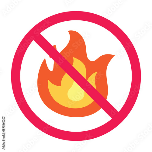 No fire sign, forbidden fire icon, do not burn symbol, do not set fire icon, prohibited burning symbol, flame forbidden sign