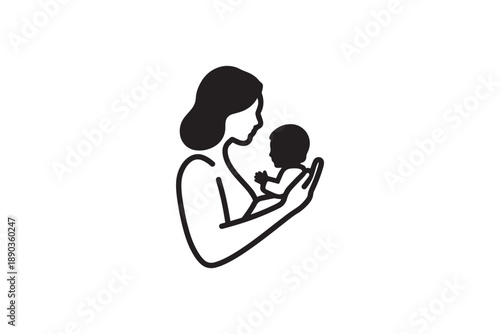 Mother cradling baby in her arms showing tender love care nurturing bond between them