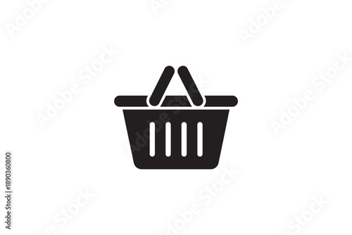 Shopping basket icon for ecommerce applications and websites showing simple black silhouette