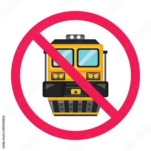 No train sign, forbidden sign with train icon, do not ride train symbol, train prohibited symbol
