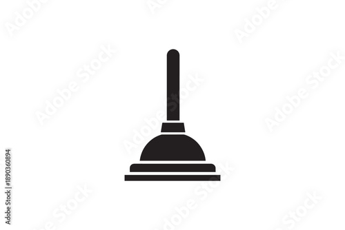 Plunger icon vector simple black silhouette for plumbing and drain cleaning maintenance