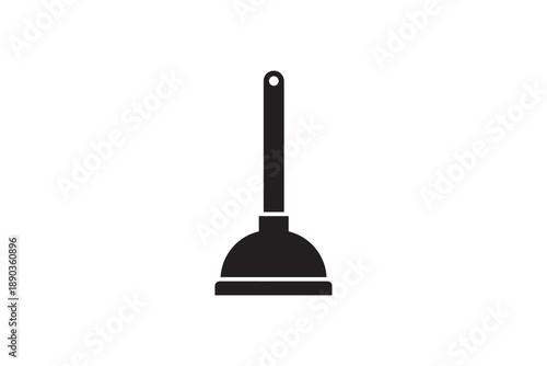 Simple black plunger icon on white background for cleaning and plumbing services flat design