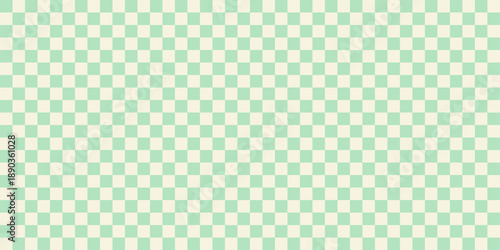 Green Checker Seamless Pattern. Geometry Green White Checkerboard Background. Monochrome Grid Vector Bg Print. Retro Grid Seamless Pattern for Trendy Design, Textile, Packaging. Spring Texture