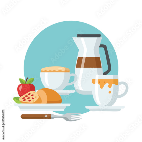 Breakfast with Coffee and Croissants