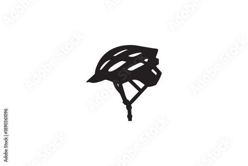 Cyclist safety helmet silhouette with vents and straps for sports and outdoor activities