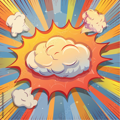 Comic explosion. Doodle boom bomb effects. Hand drawn line action lines, dynamic shape, burst, speech bubble, cloud puff, zap effect