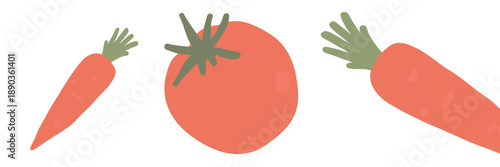 Art & Illustration Carrot Red Tomato Vector Banner Header Healthy Food
