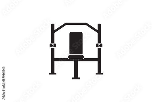 Weight training machine with bench icon isolated on white background gym equipment graphic