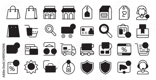 E-commerce and shopping icon set collection. various symbols for online retail and customer service
