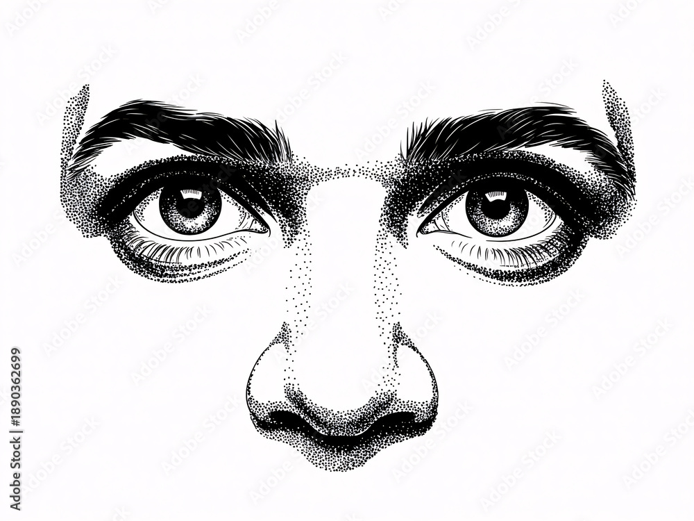 Fototapeta premium Stunning close-up illustration of expressive eyes and nose
