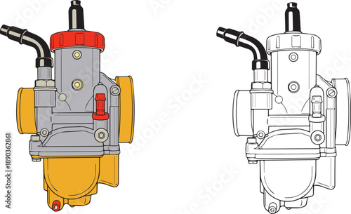 Carburetor Engine Component – Mechanical Engineering Illustration