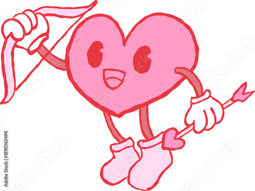 Hand Drawn Pink Heart with Arrow