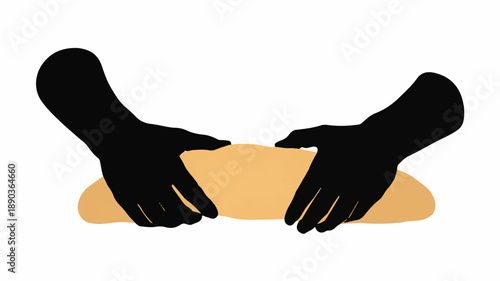 Black Hands Kneading Dough Silhouette bread baking