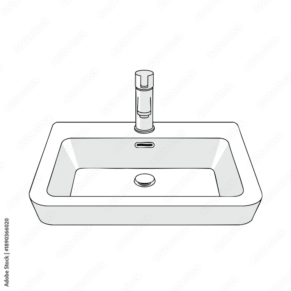 Fototapeta premium Modern Bathroom Sink Illustration
